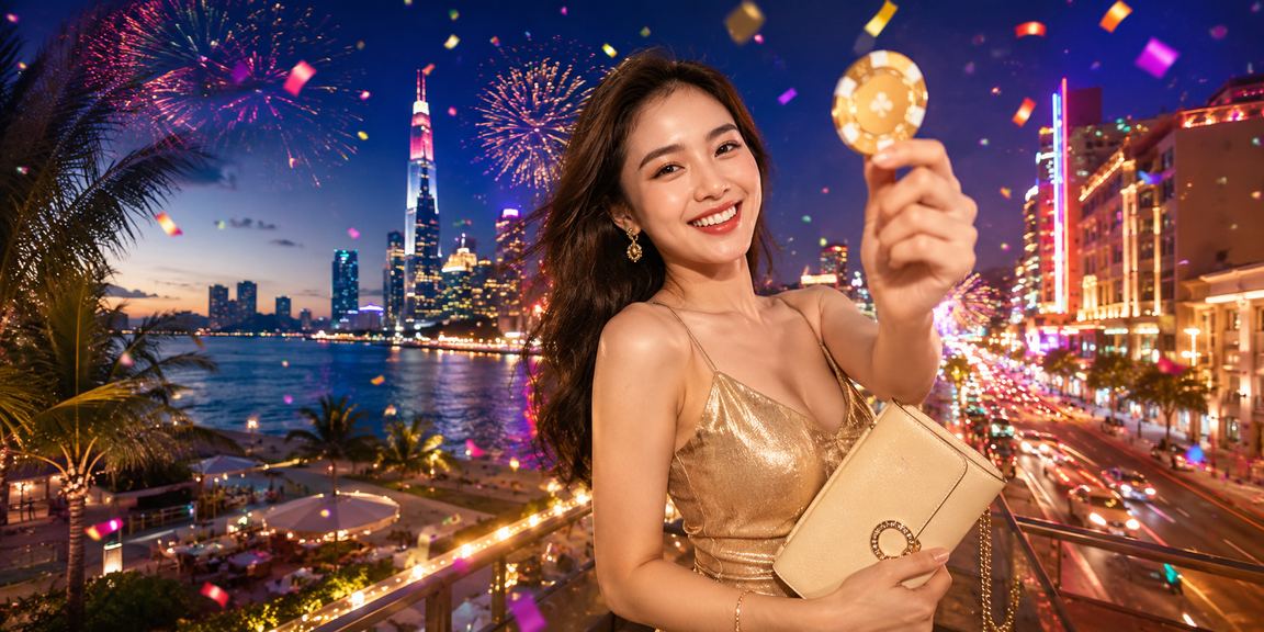 Ứng dụng casino neon sáng rực trên điện thoại tại TP. Hồ Chí Minh về đêm